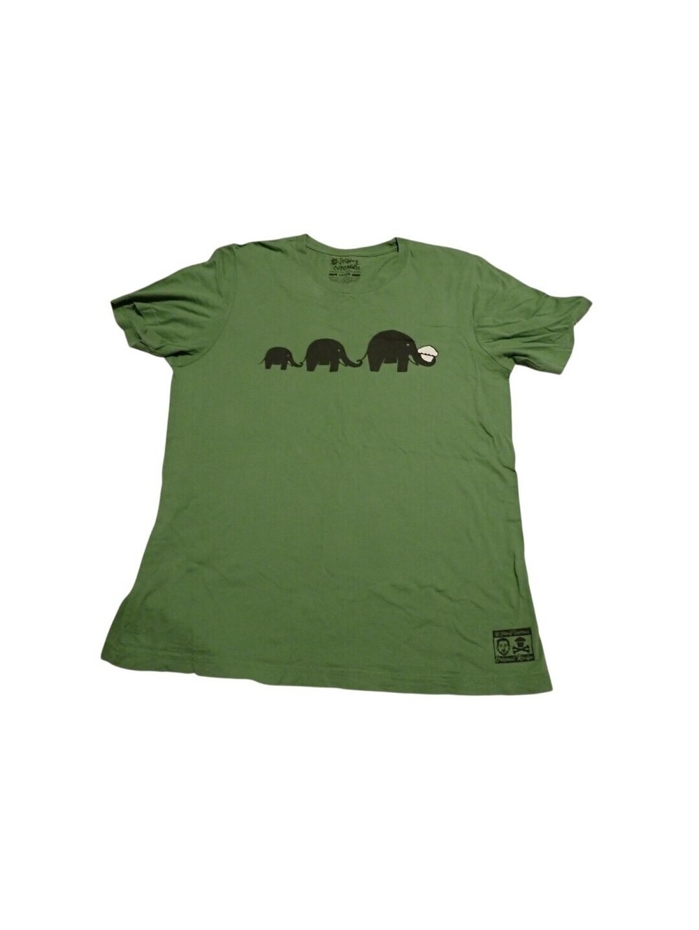 Johnny Cupcakes Shirt Mens L Green Elephant Graphic Cupcake Tee Front Back